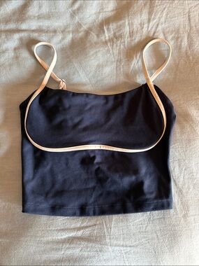 Gilly Hicks Navy Crop Cami with Cream Trim